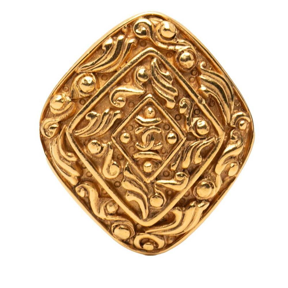 CHANEL Gold Diamond Logo Brooch